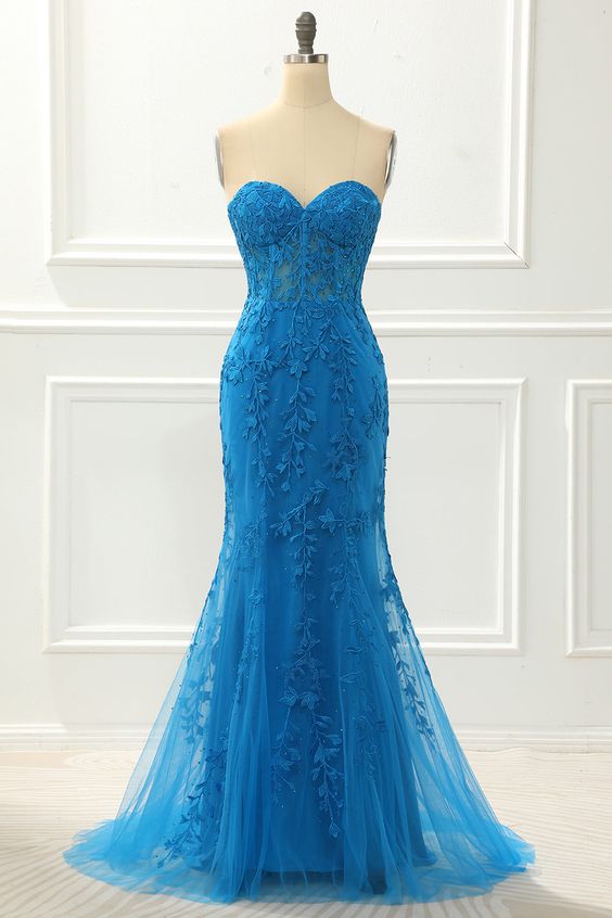 Strapless Mermaid Prom Dress with Appliques     S5096