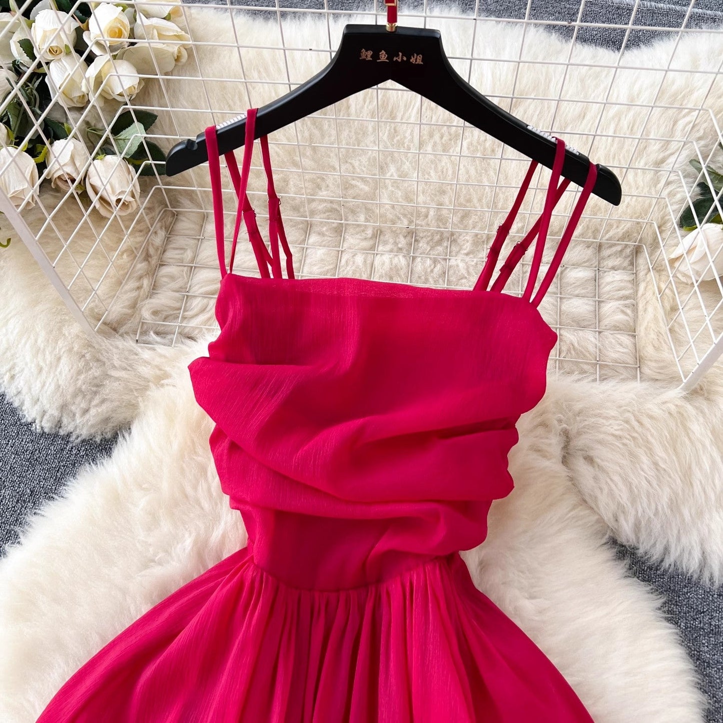 suspender dress for women pleated design long skirt     S4581
