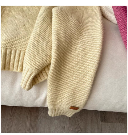 Women's round neck sweater soft long-sleeved sweater trendy     S4870