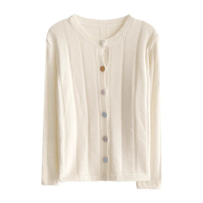 round neck colorful button sweater long-sleeved sweater jacket     S4759
