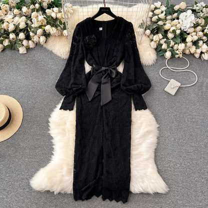Elegant lace dress for women flower decoration dress     S4651