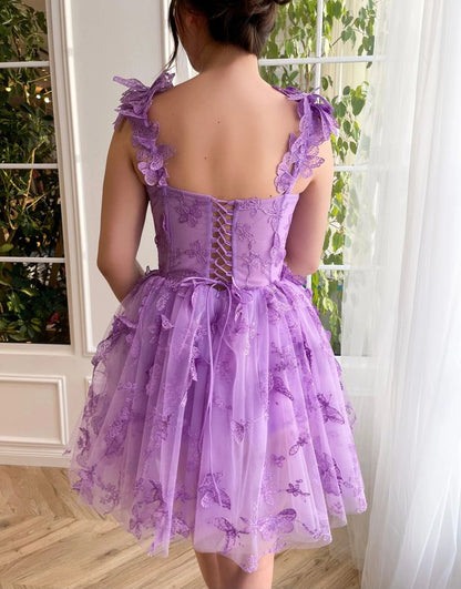 Short/Mini Homecoming Dresses Prom Dress with 3D Butterflies Sexy Slit Ball Gown Evening Dresses