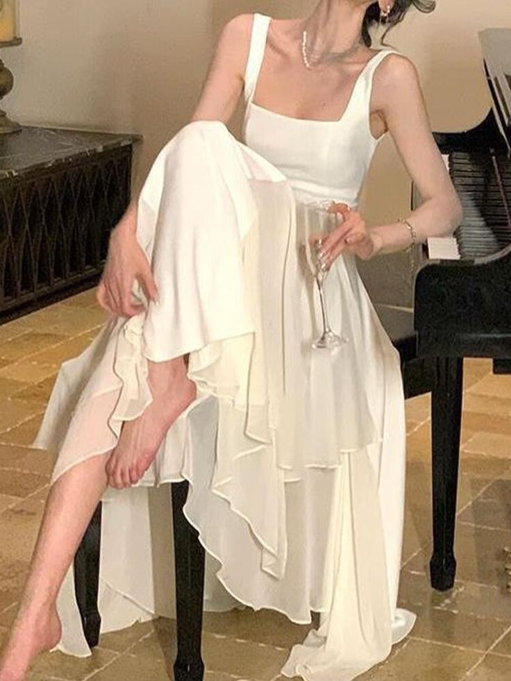 A Line Square Neck Prom Dress Elegant Evening Gown