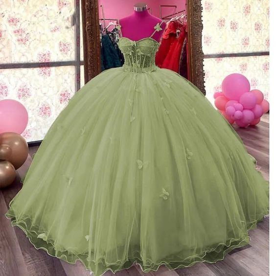Tulle Princess Dress With Butterflies Ball Gown Porm Dress Sweet 16 Dress