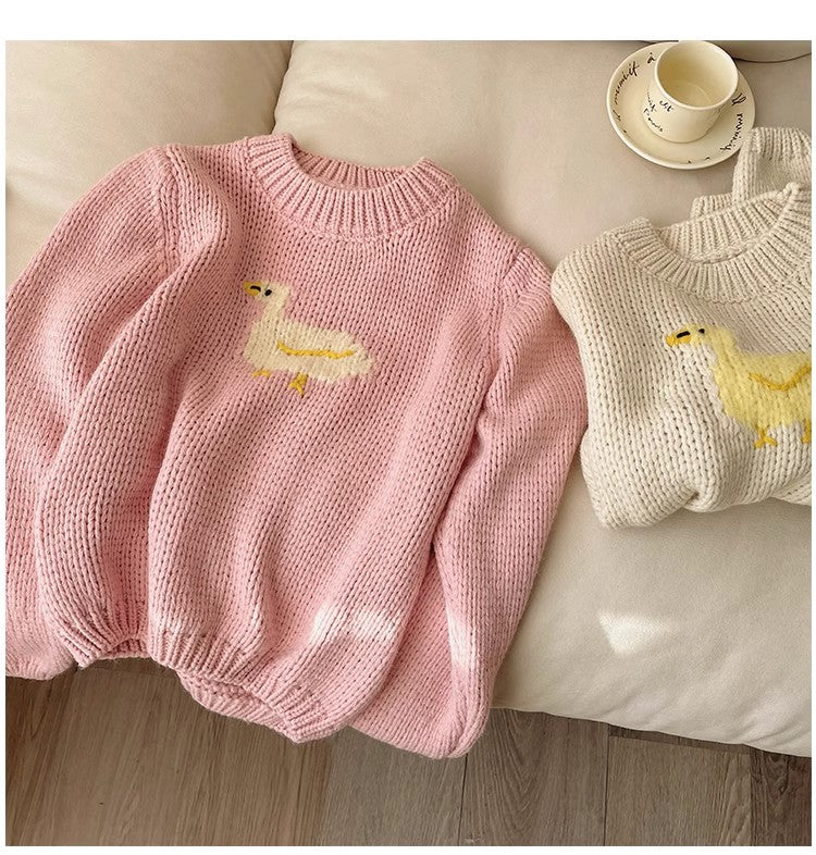 Pink jacquard round neck sweater for women long-sleeved sweater     S4845