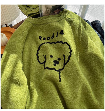 cartoon embroidered round neck sweater for women sweet design sweater      S4820