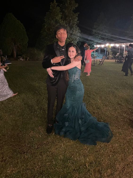 Green Mermaid Spaghetti Straps Prom Dress Green Evening Gown