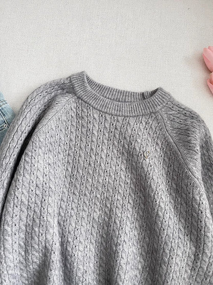 round neck sweater casual solid color sweater top    S4695