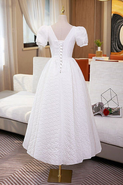 A-Line Homecoming Dress, Cute Short Sleeve Evening Dress         S5291