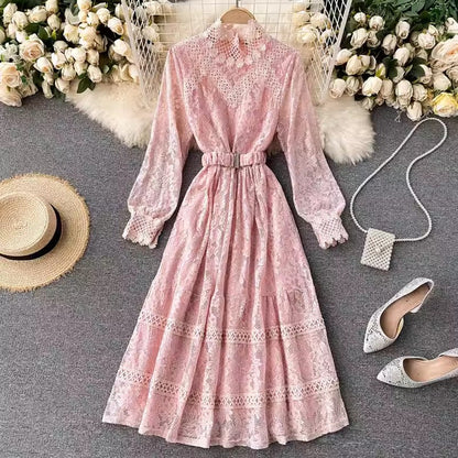 Gentle style dress for women new design lace mid-length skirt     S4652