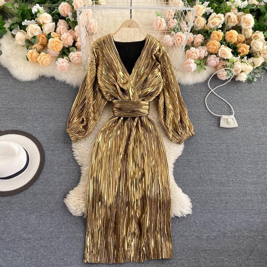 fashion dress V-neck lace-up waist dress for women    S4511