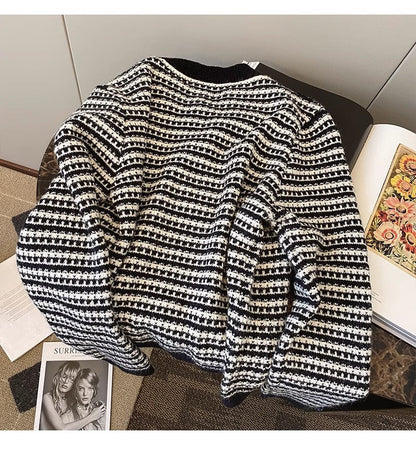 Striped long-sleeved knitted cardigan for women tops and jackets     S4903