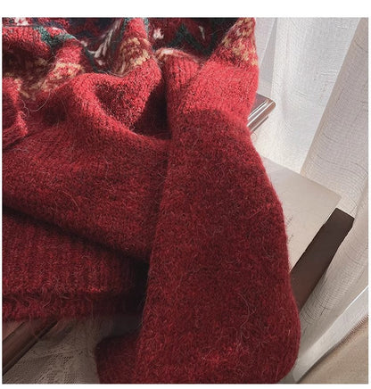 jacquard round neck sweater for women fashionable long-sleeved sweater     S4801