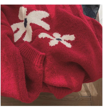 Jacquard round neck sweater for women long-sleeved sweater      S4896