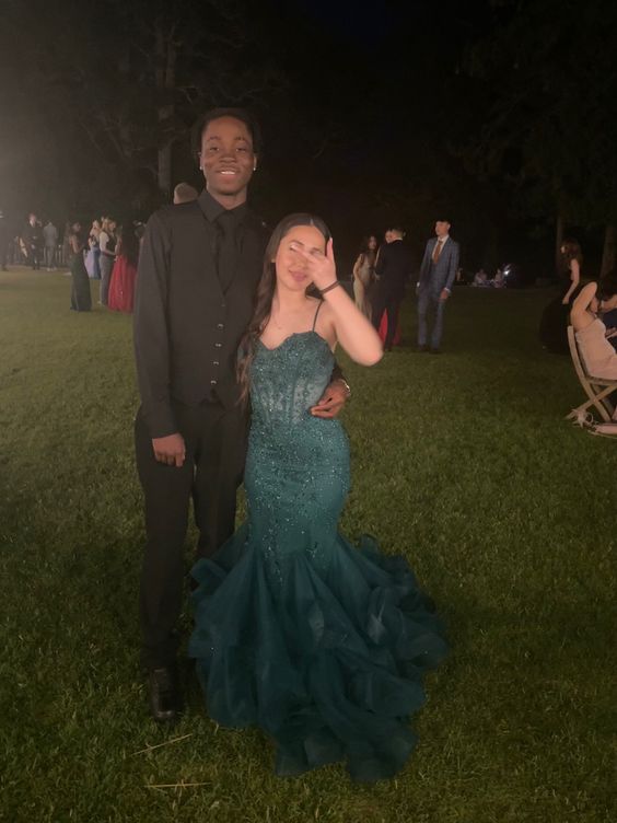 Green Mermaid Spaghetti Straps Prom Dress Green Evening Gown