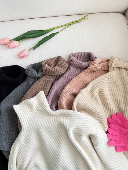 high collar mid-length sweater    S4718