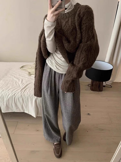 round neck thick outer sweater for women     S5057