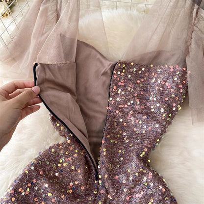 elegant sequin dress women's dress     S4654