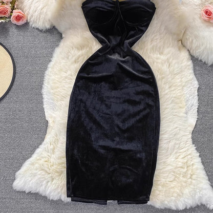 Evening dress fashionable sexy velvet dress for women      S4204