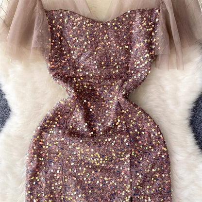 elegant sequin dress women's dress     S4654