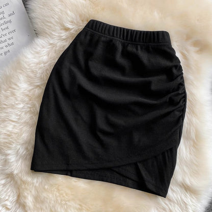 Solid Color Irregular Skirt New A-Line Short Skirt      S3953