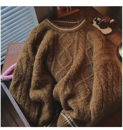 round neck sweater for women new outer wear  long-sleeved top     S4842