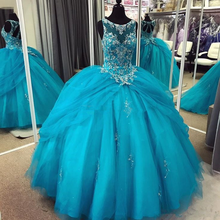 Blue 15 Years Ball Gown Quinceanera Dress