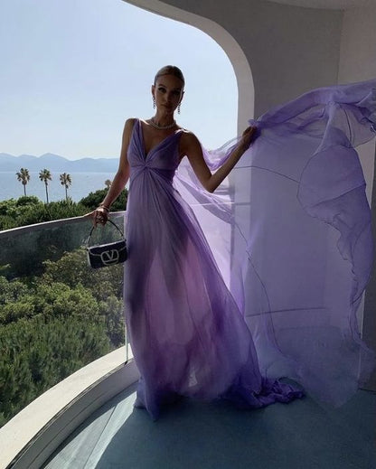 Lilac Long Prom Dresses Party Evening Gowns