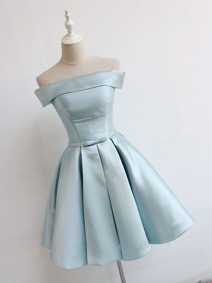 Simple A-Line Satin Short Prom Dress, Satin Homecoming Dress      S3560
