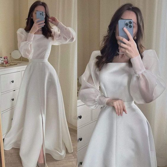 White Evening Dresses Prom Gowns Formal Women Dress
