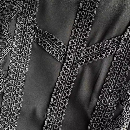 lace lantern sleeve chiffon A-line dress elegant long skirt      S4309