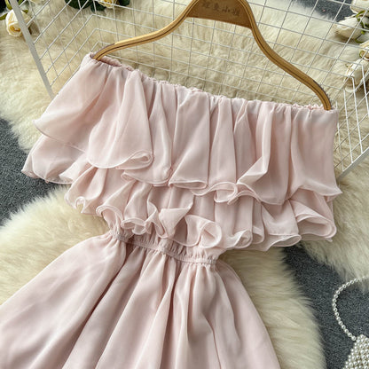 Lovely Chiffon A-line Off The Shoulder Dresses, Fashion Girl Dresses    S4415
