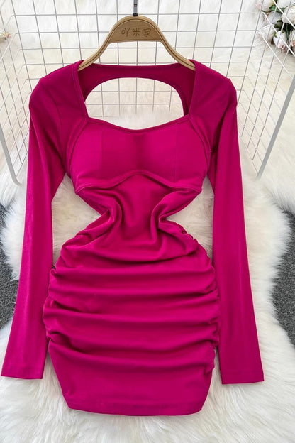 Hot girl's sexy design, long-sleeved dress       S3897