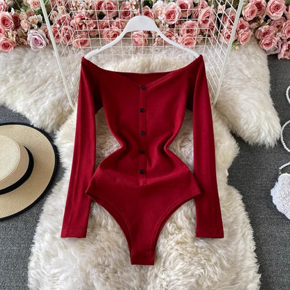 off-shoulder long-sleeved T-shirt women's top     S3940