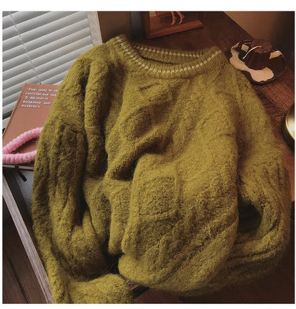 round neck sweater for women new outer wear  long-sleeved top     S4842
