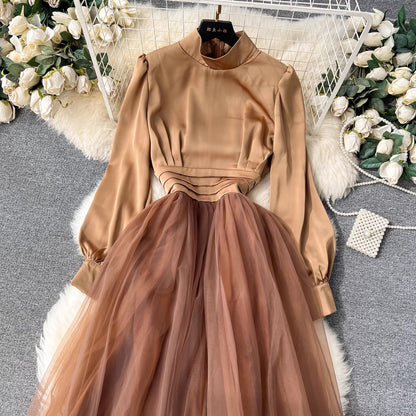 lantern sleeves dress for women puffy skirt dress    S4572