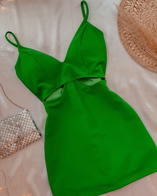 Spaghetti Straps Party Dress Lady Fashion Green Homecoming Gown