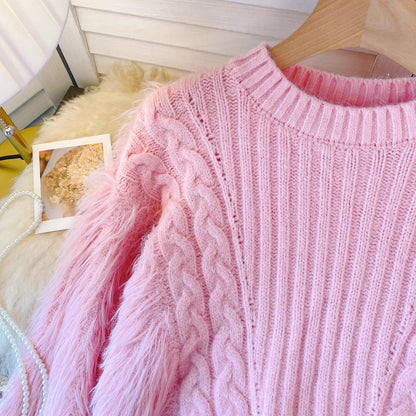 simple style round neck knitted sweater  design top     S4619women's