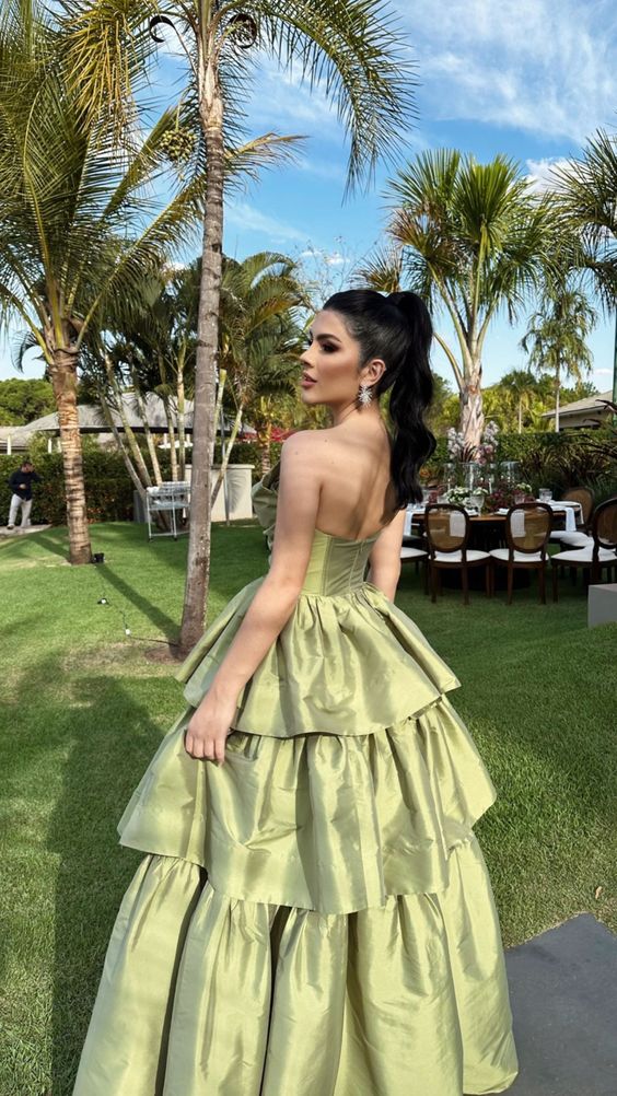 A-Line Prom Dresses Sage Dress Wedding Guest Party Evening Dress      fg3955
