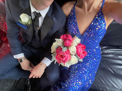 Royal Blue Sequin Mermaid Prom Dresses Evening Party Formal Gowns