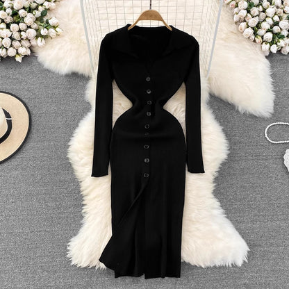 Long Sleeve Knitted Dress      S4257