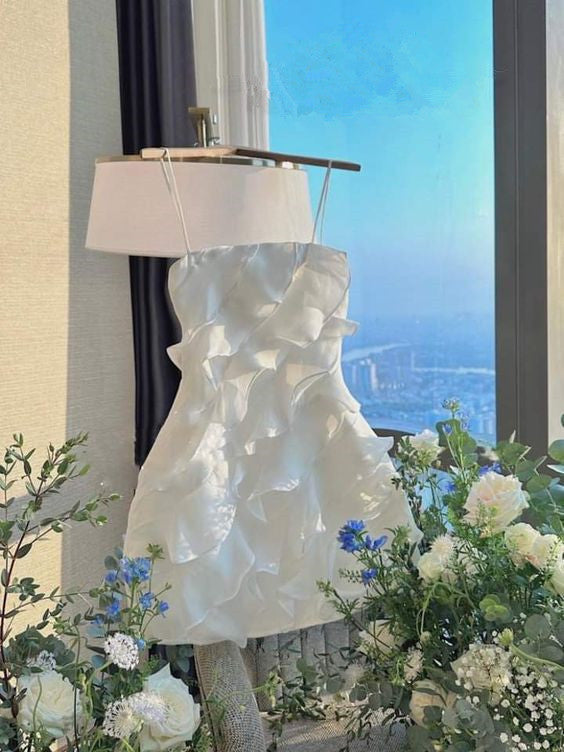 White Short Party Dress Lady Fashion Homecoming Gown