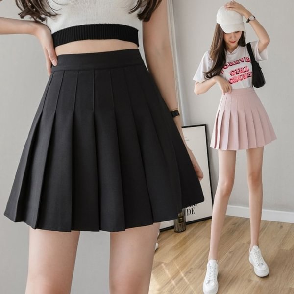Spring Summer Korean Skirt Shorts Women High Waist Sexy Mini Skirt School Short Pleated Kawaii Japanese Pink Skirt Female     S2818