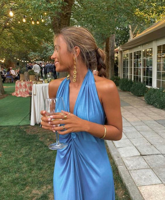Blue simple prom dress Evening Gown Party Dress Bridesmaid dress