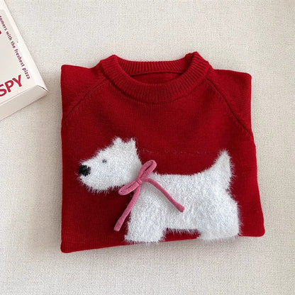 Cartoon round neck sweater soft long-sleeved sweater top     S4690