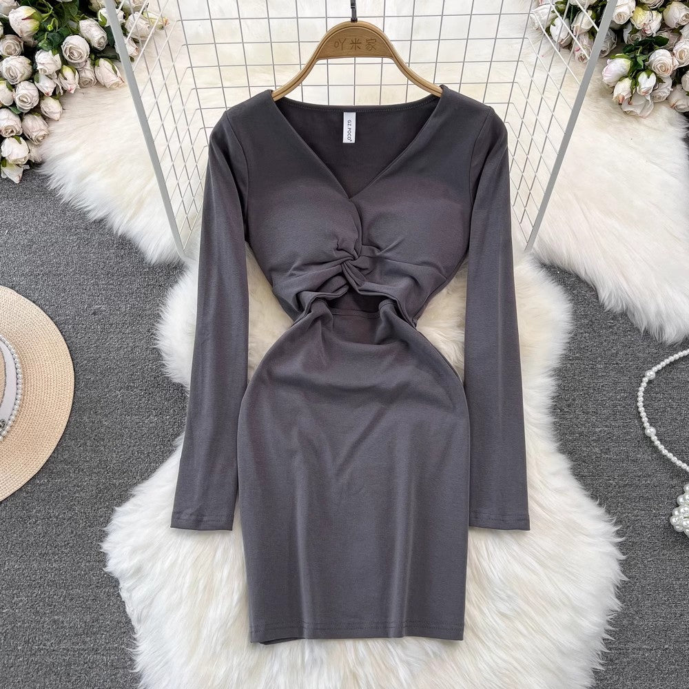 V-neck short dress       S3945