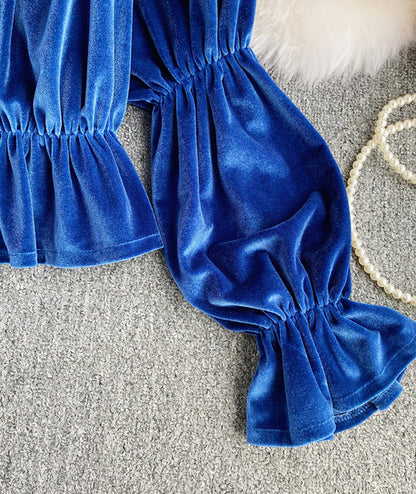Long Sleeve Velvet Tops     S4390