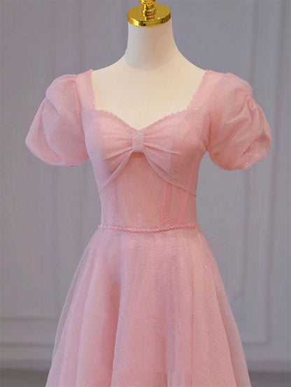 princess ball gown Square neck evening dress Floor length Short puffy sleeve formal dress     S2648