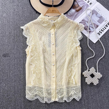 lace shirt women's new top     S4072