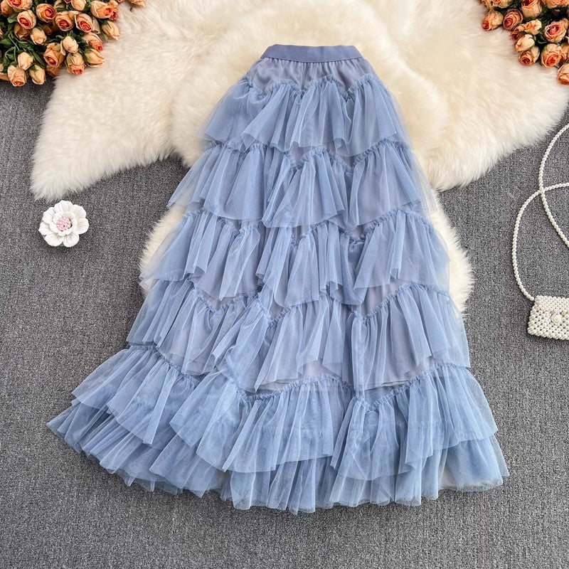 Fashionable skirt mid-length elastic waist half skirt irregular skirt     S4160
